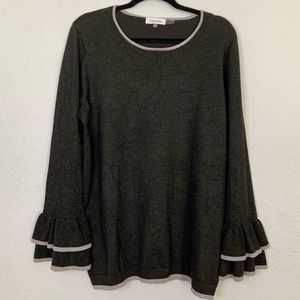 Calvin Klein Womens Top Sweater Size XL Fluted Long Sleeve